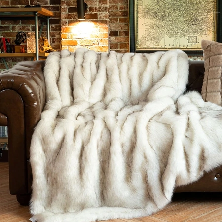luxury white faux fur throw blanket long pile.webp